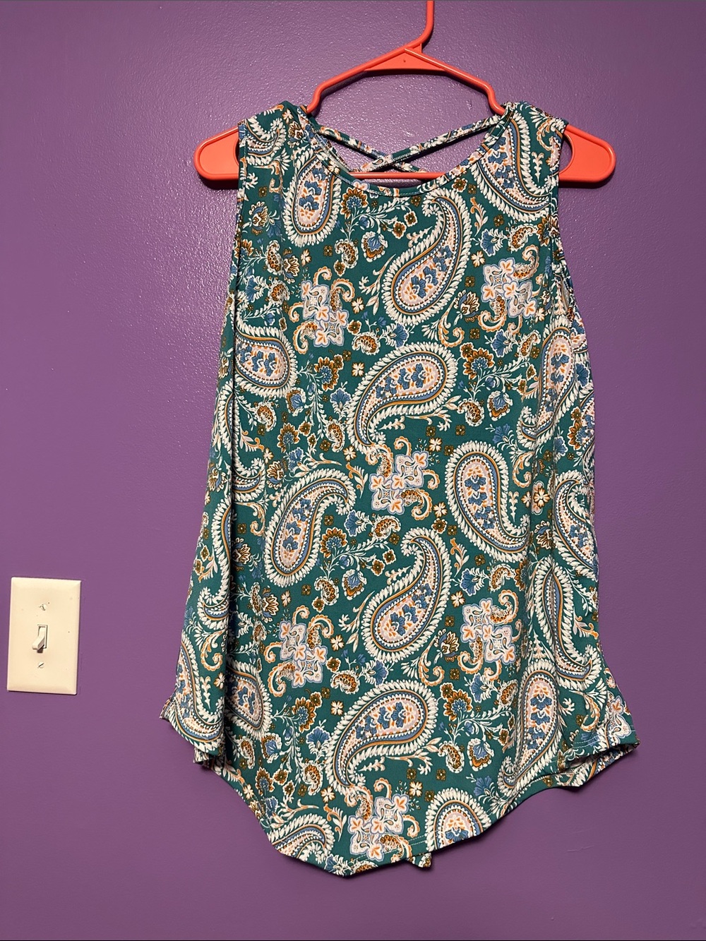 Paisley Print Sleeveless Camisole in Teal